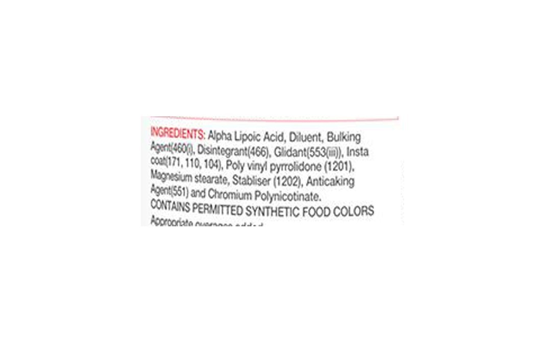 Vitrovea Carb Control Alpha Lipoic Acid+ Double Strength   Plastic Bottle  100 pcs